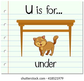 Flashcard letter U is for under illustration