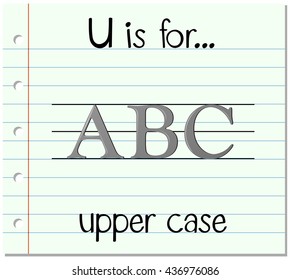 Flashcard letter U is for upper case illustration