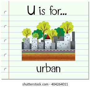 Flashcard letter U is for urban illustration