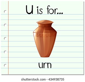 Flashcard letter U is for urn illustration