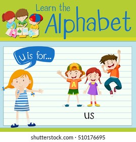 Flashcard letter U is for us illustration