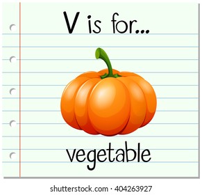 Flashcard letter V is for vegetable illustration