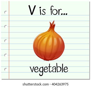 Flashcard letter V is for vegetable illustration