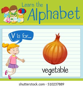 La letra de la tarjeta volátil V es para la ilustración vegetal