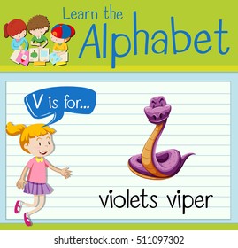 Flashcard Letter V ist für Violettgrafik geeignet