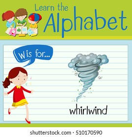 Flashcard letter W is for whirlwind illustration