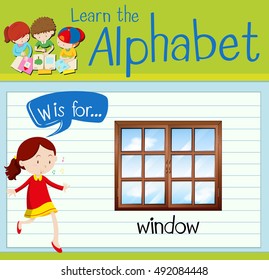Der Flashcard-Buchstabe W ist für die Fenstergrafik geeignet