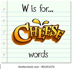 Flashcard letter W is for words