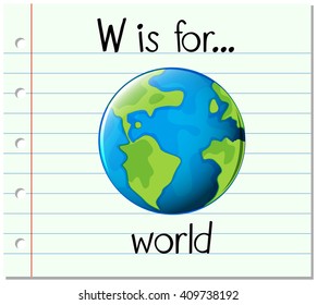 Flashcard letter W is for world