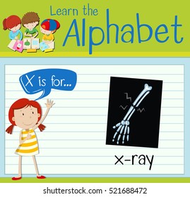 Flashcard letter X is for x-ray illustration