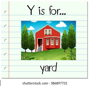 Flashcard letter Y is for yard illustration