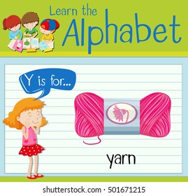 Flashcard letter Y is for yarn illustration