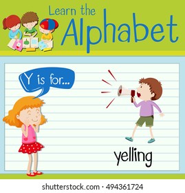 Flashcard letter Y is for yelling illustration