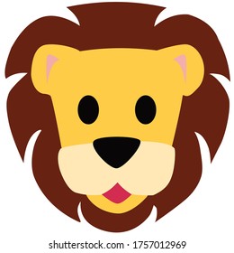 flashcard lion head cartoon character