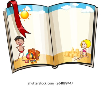 Flashcard of an open book with design