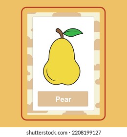 
Flashcard Pear es una caricatura vectorial, un doodle lindo con Flashcard Game. 
Adecuado para el diseño de camisetas, mercadería, pegatinas, logotipos de tiendas, etc. 