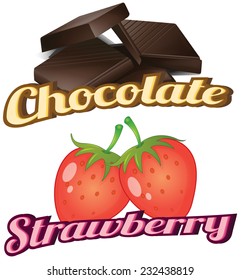 Flashcard showing chocolate and strawberry