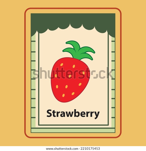 Flashcard Strawberry Vector Cartoon Cute Doodle Stock Vector (Royalty ...