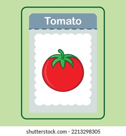 Flashcard Tomato es una caricatura vectorial, un doodle lindo con Flashcard Game. 
Adecuado para el diseño de camisetas, mercadería, pegatinas, logotipos de tiendas, etc. 