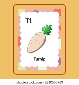 Flashcard Turnip  is a vector cartoon, cute doodle with Flashcard Game. 
Suitable for designing t-shirts, merchandise, stickers, shop logos, etc. 