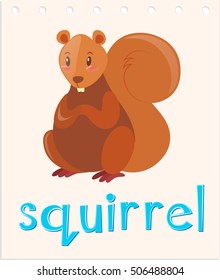 Flashcard with word squirrel illustration