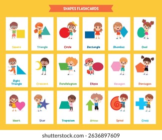  Flashcards With Children Holding Shapes