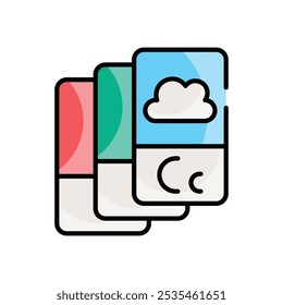 Flashcards icons set five different style vector stock illustration