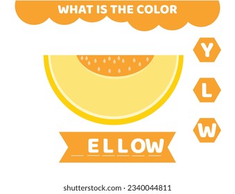 Flashcards for learning colors. Yellow color. Educational worksheet for preschool kids. 