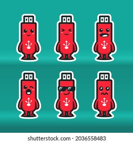 Flashdisk cartoon character. Illustration vector