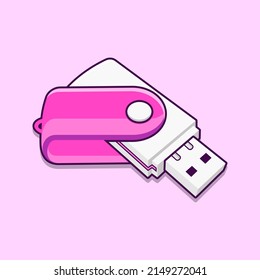 Flashdisk Cartoon Vector Illustration. Computer Accessories Concept Vector. Cartoon images for, icons, coloring books, backgrounds, and more. Flat Cartoon Style