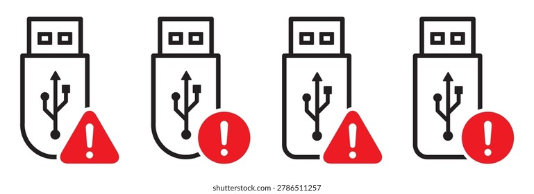 Flashdisk error icon. Usb prt error icon illustration
