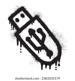 Flashdisk graffiti with black spray paint