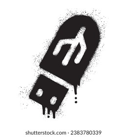 Flashdisk-Graffiti mit schwarzer Sprühfarbe	
