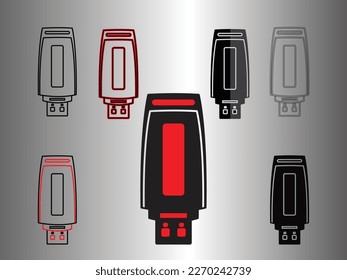 Flashdisk icon design, digital technology electronic data storage symbol
