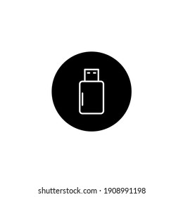 Flashdisk icon in round black style. Electronic device and technology icon. Vector