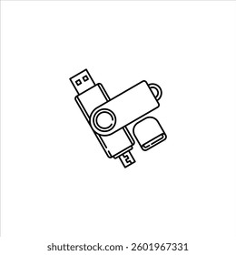 flashdisk outline illustration. flashdisk black line illustration
