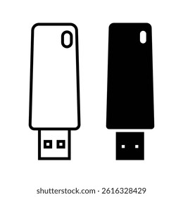 Flashdisk Set. External Memory icon of the set. Black and white color