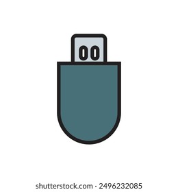 Flashdisk simple flat icon vector illustration,  isolated on white background