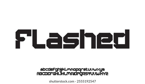 Flashed, modern abstract alphabet fonts. Typography technology, electronic, movie, digital, music, future, logo creative font.
