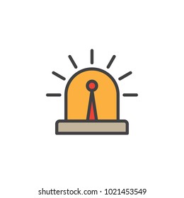 Flasher alarm light filled outline icon, line vector sign, linear colorful pictogram isolated on white. Security and surveillance system symbol, logo illustration. Pixel perfect vector graphics