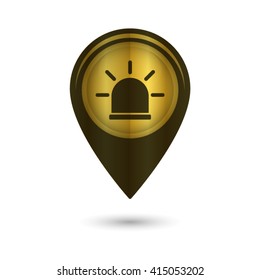flasher - black vector icon; golden  map pointer