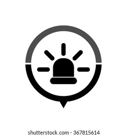 flasher - black vector icon; map pointer;  message bubble