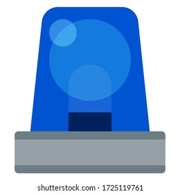 Flasher blue, element of a police car vector icon flat isolated.