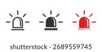 Flasher icon set. Alarm siren icon vector. Siren icons in multiple styles set