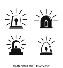 Flasher siren icons set. Simple illustration of 4 flasher siren icons for web