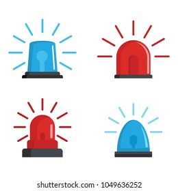 Flasher siren red and blue icons set. Realistic illustration of 4 flasher siren red and blue icons for web