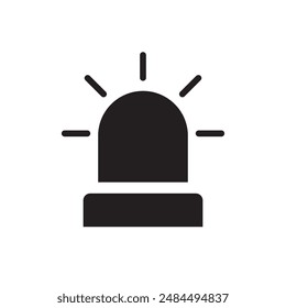 Flasher siren vector icon. Alarm signal simple black flat trendy style illustration for web and app on white background..eps