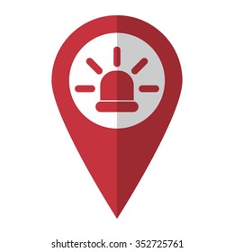 flasher - vector icon; red map  pointer