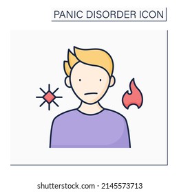 Flashes color icon. Hot and cold flashes. Changing body temperature due stress, panic attack.Panic disorder concept. Isolated vector illustration
