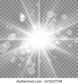 Flashes and glares. Bright rays of light. Glowing lines. Vector illustration.Glow light effect. Vector illustration. Christmas flash. dust